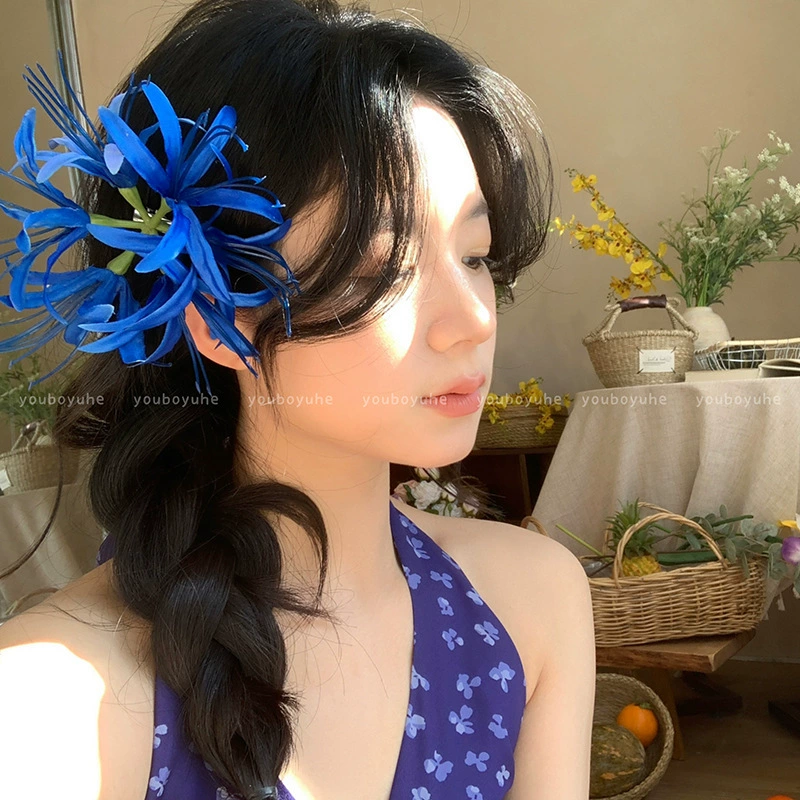 Атмосферная заколка для волос для фотосессий, крабовая заколка, модная hair accessory, с цветами