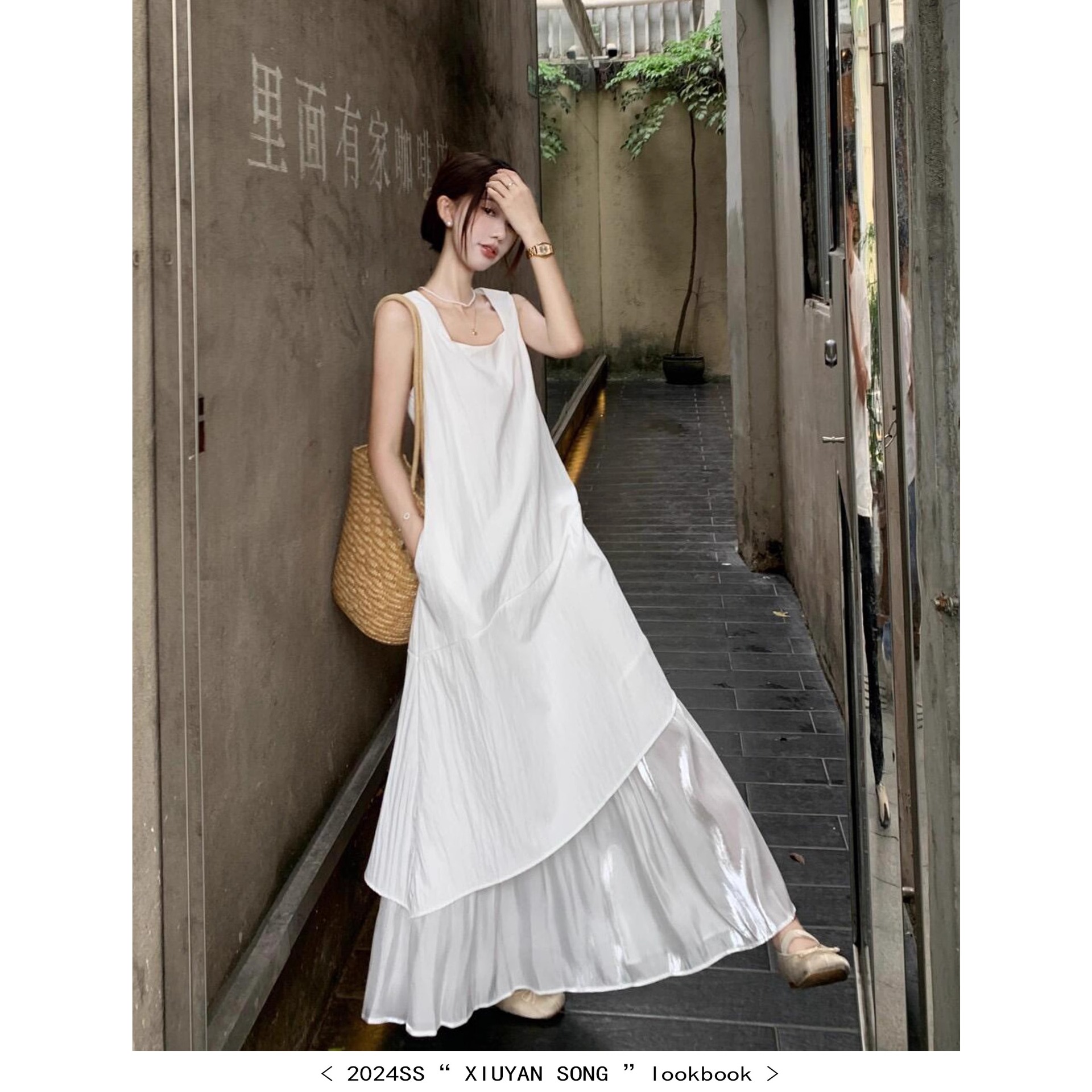 Irregular Strap dress Women's 2025 Summer New French Style Beautiful Seaside Vacation Long Dress with Strap