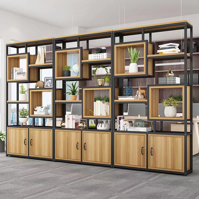 책장 바닥 간단한 다층 책장 사무실 현대 스크린 꽃 랙 거실 철 파티션 벽 수납 랙