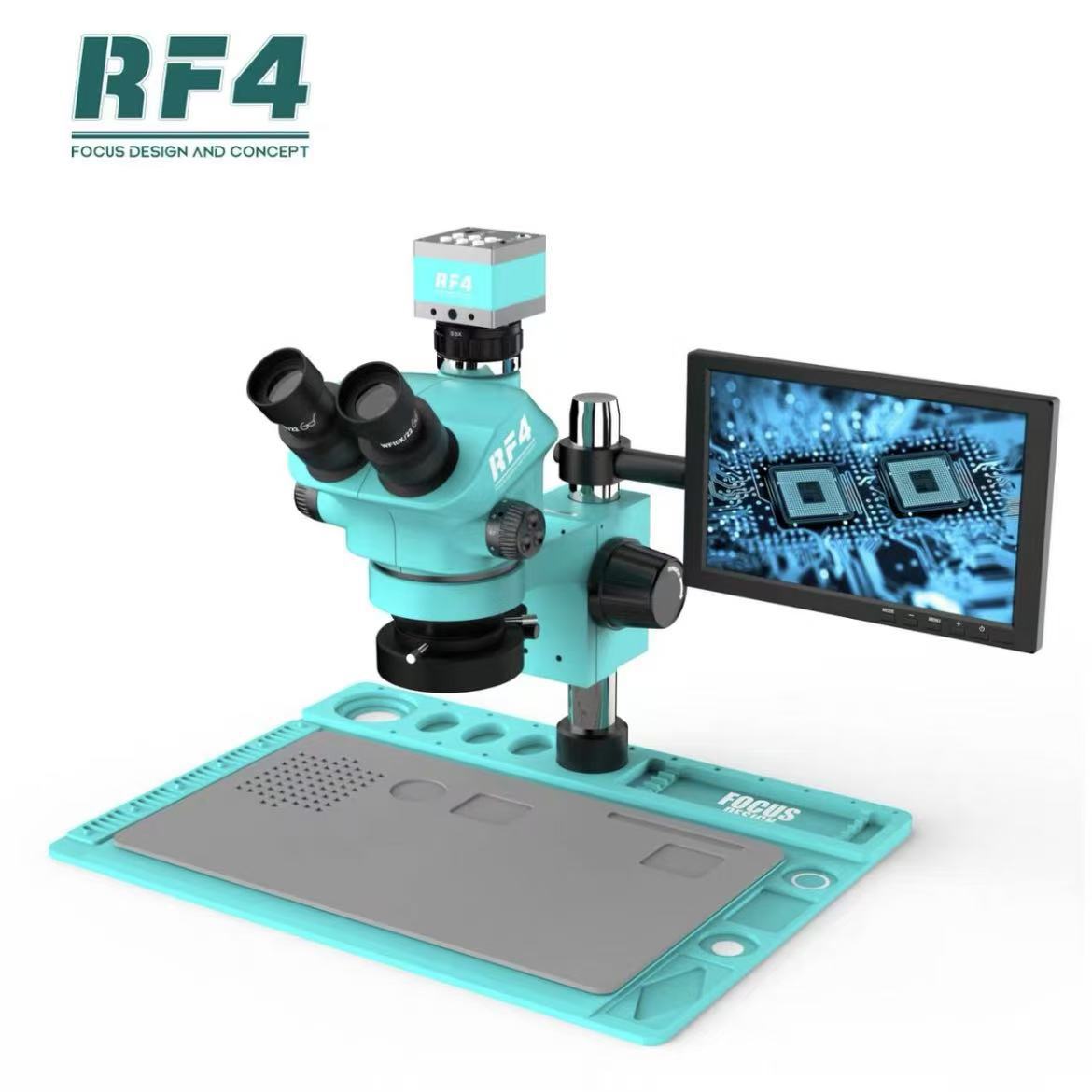 Microscopio de alta potencia RF4 mantenimiento de la placa base del teléfono móvil microscopio HD 7-50X Microscopio de zoom continuo de doble brazo