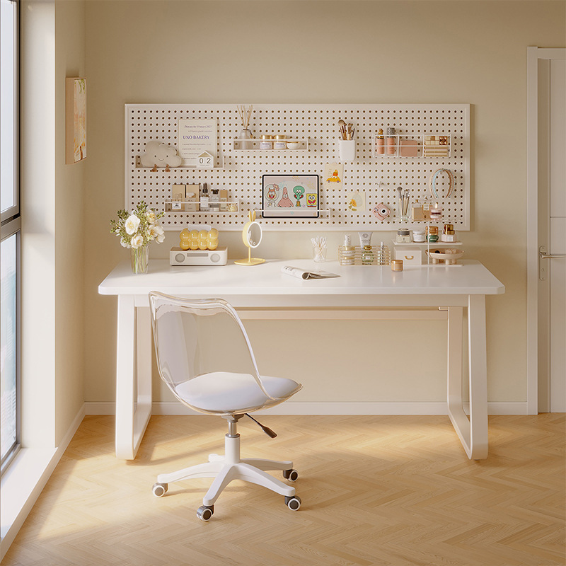 Tocador, estante, mesa de maquillaje de dormitorio integrada, combinación de tablero de agujeros y agujeros 2025 nuevo estante de almacenamiento de escritorio de lujo ligero