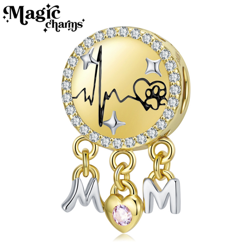 925 Sterling Silver Pendant Thanksgiving Electrocardiogram Women's Mother's Day Beaded Bracelet diy Jewelry Accessories Foreign Trade Beads 925 Sterling Silver Pendant Thanksgiving Electrocardiogram Women's Mother's Day Beaded Bracelet diy Jewelry Accessories Foreign Trade Beads
