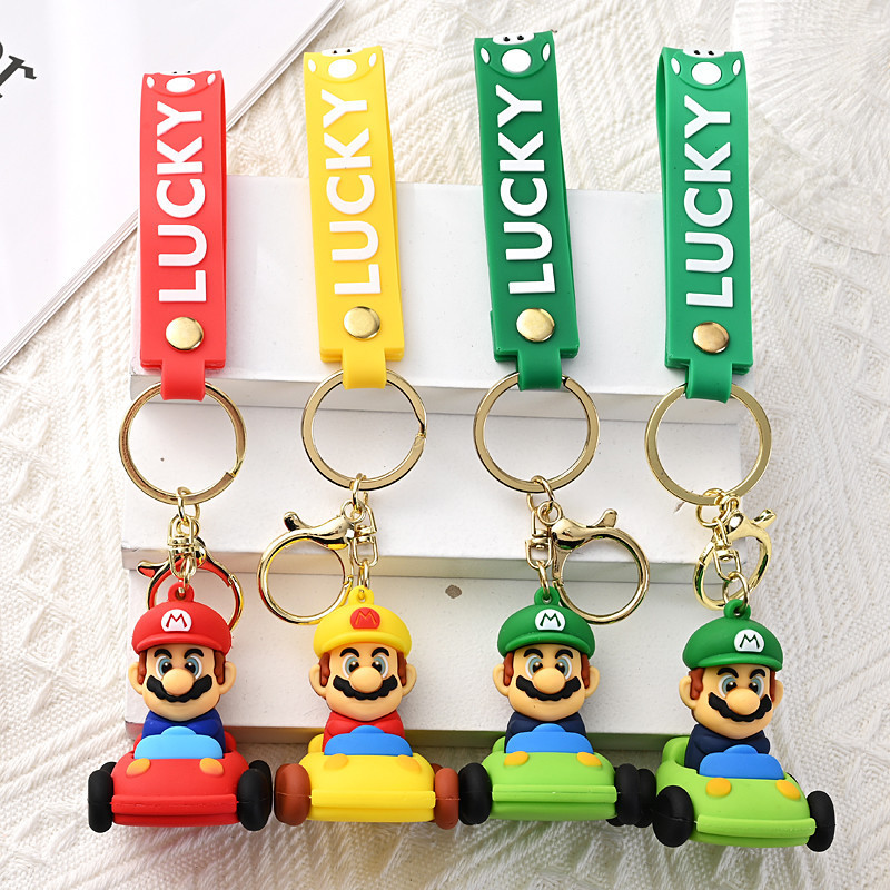 New Super Mary Keychain Pendant Soft Glue Cute Mario Keychain Doll Cartoon Small Gift Wholesale