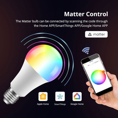matter smart light bulb HomeKit directly connected to Google home alexa wireless wifi voice control