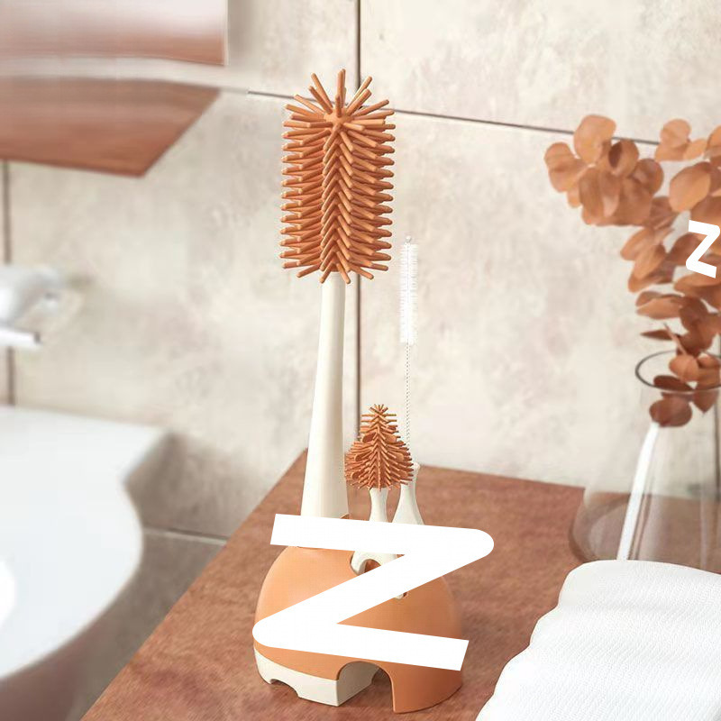 cepillo de botella de leche para bebés lavando botella de leche cepillo de limpieza dispositivo de cubierta de estante cepillo de paja para bebés tetas cepillo de silicona cepillo de limpieza