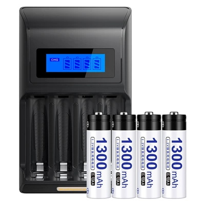 Double Quantity No. 5 Rechargeable Battery Set Intelligent Light-Changing 1.2V No. 5 3300Ma Microphone Battery No. 5 Wholesale (Hibrid akkumulyator batareyaları) - k98b-with-4-section-5-1300-ma-black