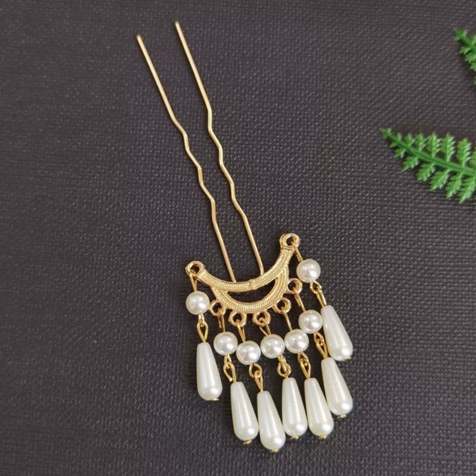 Древний стиль ретро жемчужный кулон простой u-образный стиль волос
