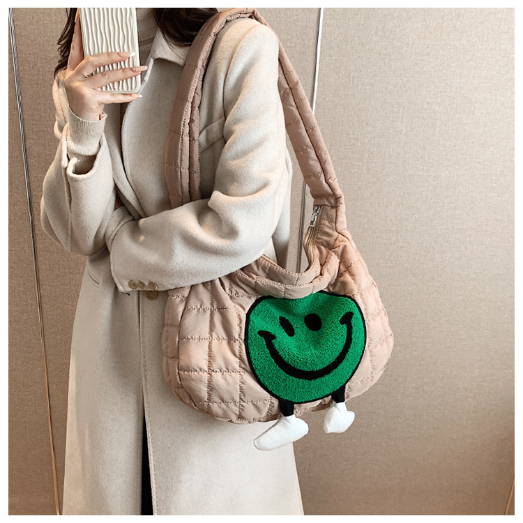 Women's Large Autumn&winter Space Cotton Smiley Face Fashion Square Zipper Tote Bag display picture 1
