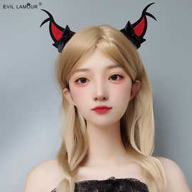 万圣节可爱恶魔角蝴蝶结头箍搞怪舞会派对夜场酒吧DJ头饰FG-24-1