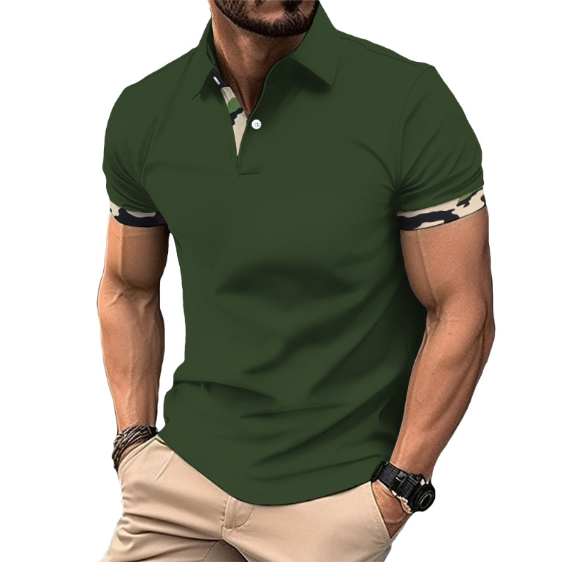 Nueva camisa de golf europea y americana transfronteriza camisa de polo con estampado de letras de manga corta color sólido gráfico 3d camisa POLO de tres botones
