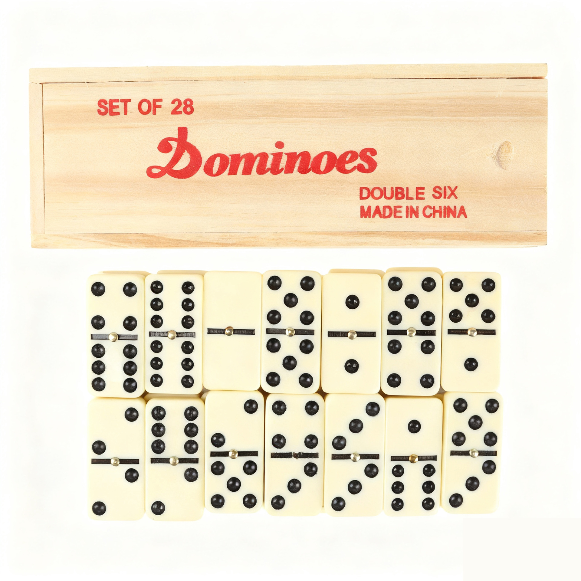 Juegos de mesa transfronterizos de varios tamaños de melamina domino28 doble caja de madera de domino