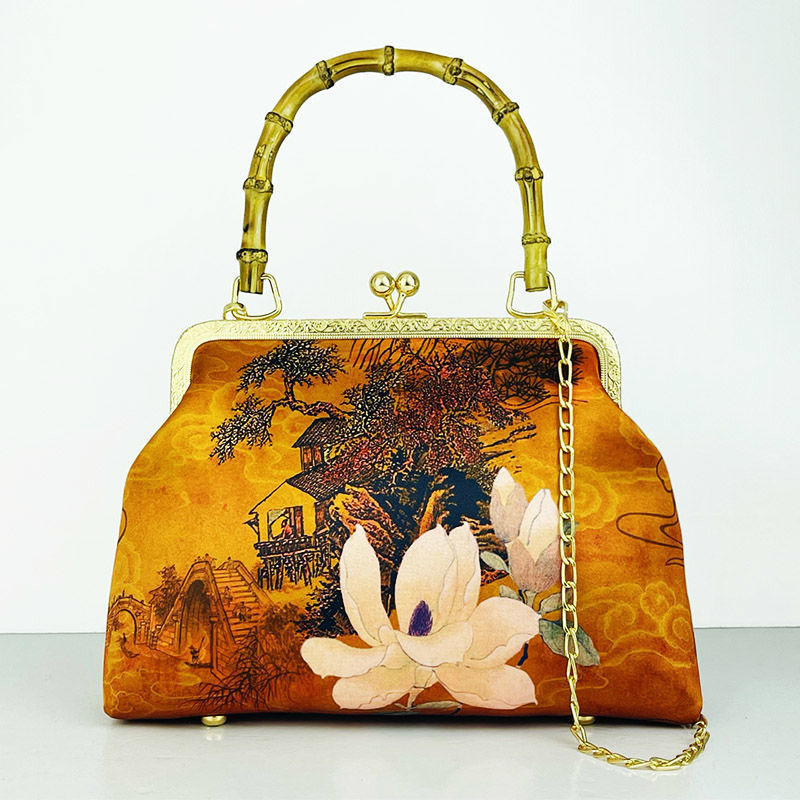 Cheongsam bag Handbag Handbag Crossbody bag Fashion temperament Antique mouth gold bag Cheongsam bag Bamboo joint_voghion.com