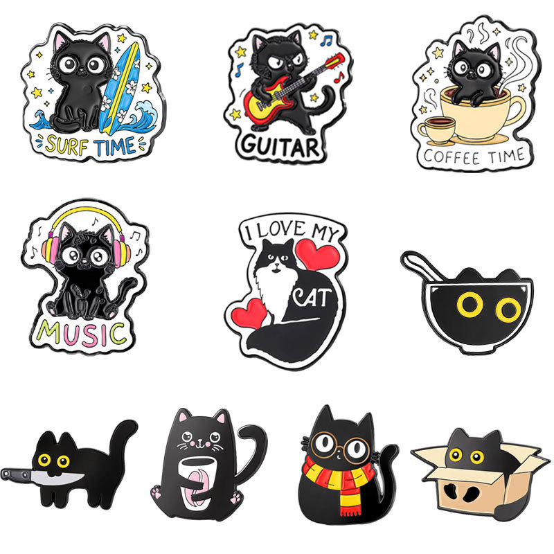 European and American New Cat Series Cartoon Brooches, Black Animal Cartoon Brooches, Clothing Accessories Set Wholesale European and American New Cat Series Cartoon Brooches, Black Animal Cartoon Brooches, Clothing Accessories Set Wholesale