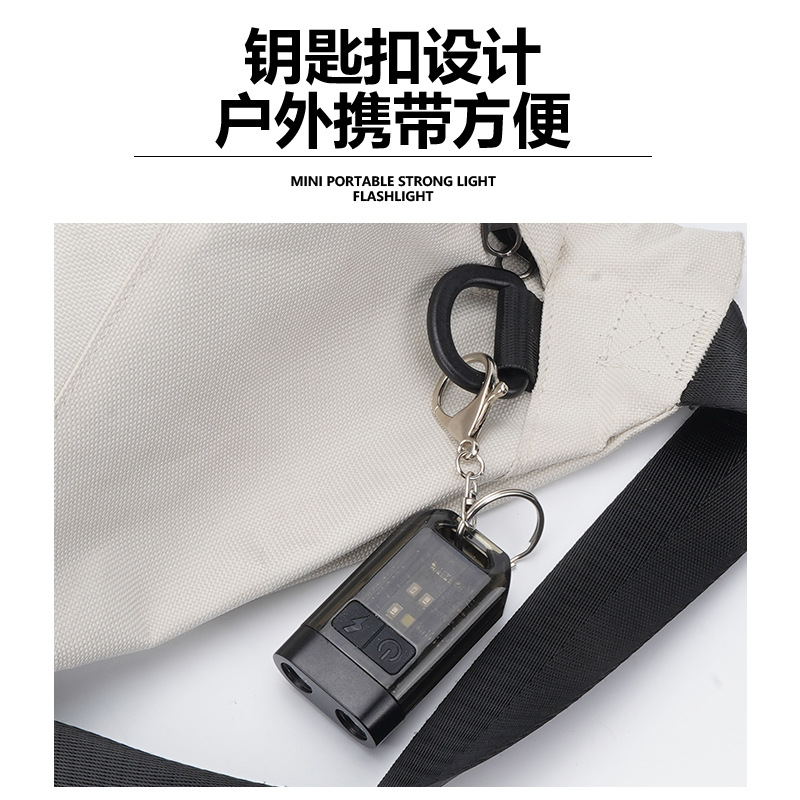 Transfronterizo al aire libre mini linterna fuerte luz llavero luz recargable portátil sombrero clip luz de emergencia luz de trabajo