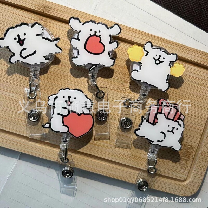 Cute cartoon nurse badge buckle certificate retractable clip easy pull buckle lanyard card set student work card label