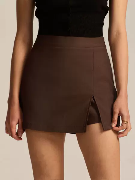 Amazon Cross-Border Women's High-Waisted Slit Skirt Pants, High-End European and American Style, High-Quality Elastic Zipper Shorts