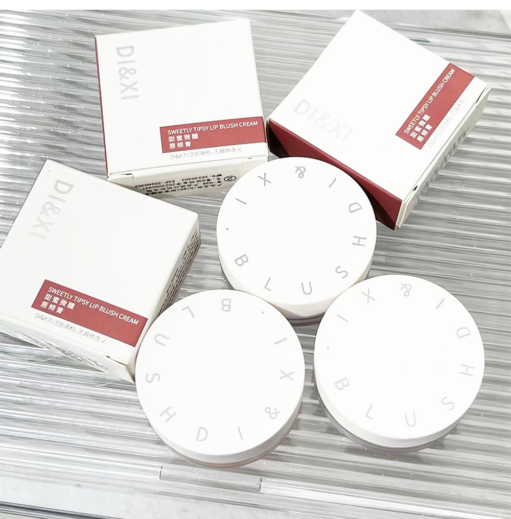 DIXI Sweet and Slightly tipsy Lip and Cheek Cream Three-color Blush Powder Fine Texture, brightening and Whitening, energetic makeup Cross-border wholesale undefined