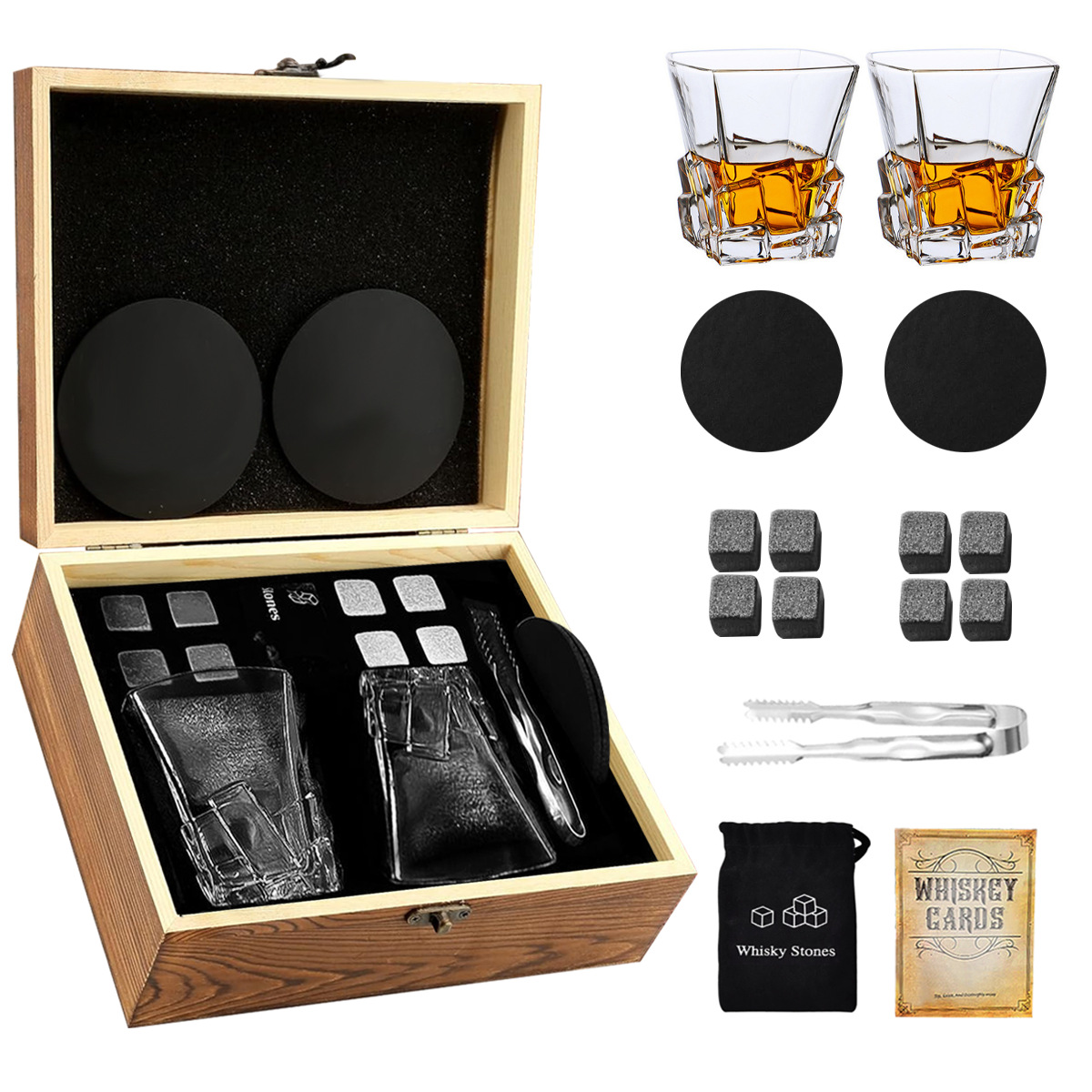 *브릭컵 2컵 8스톤 위스키 나무 상자 15개 세트