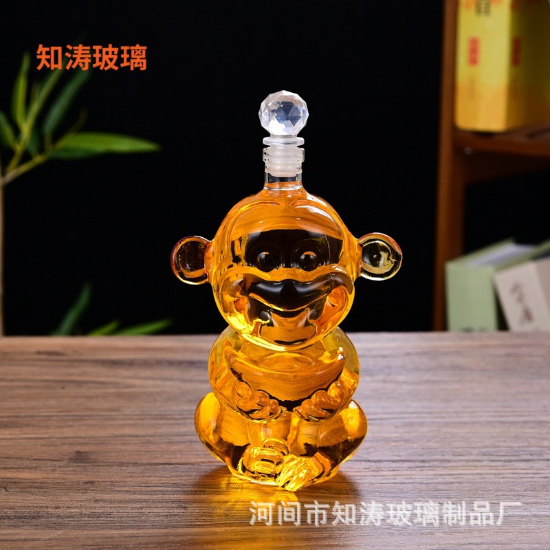 十二生肖动物猴造型酒瓶创意工艺酒瓶礼品异型泡玻璃瓶