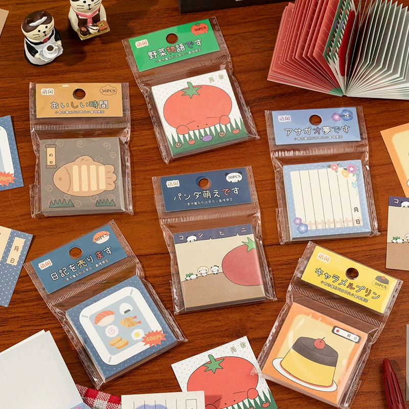 Маленький блокнот в винтажном стиле, липкие заметки, серия «Снек-Маркет», мини-портативный журнал, базовая бумага для заметок