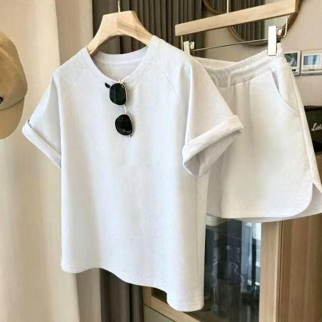 Women's Summer Sports Shorts Two Piece Set Casual Loose Fit Student Style Clothing_ecoleips.com