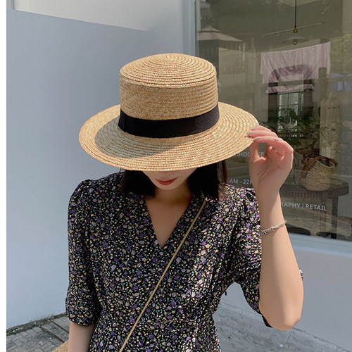 McGee Straw Hat Women's Sun Protection Hat Summer Flat Top Hat Versatile Export Hot Selling Factory Wholesale