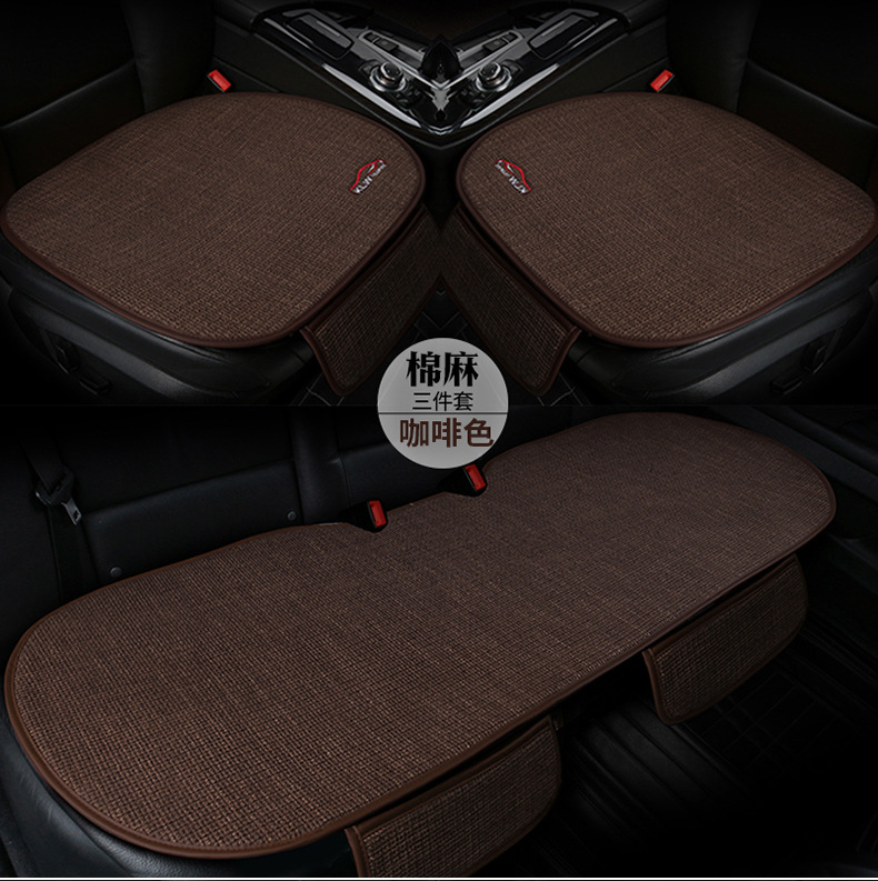Fabric Four-Season Universal Car Seat Cushion, Breathable Cotton and Linen Seat Cushion, Universal Three-Piece Set, Wholesale and Dropshipping