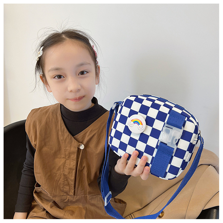 127g Weight Polyester Lining Material Zipper Closure Type Sling Strap Strap Type Shoulder Bag, Crossbody Bag Bags Type Casual Occasion Nylon Material Plaid Pattern All Seasons Season Kid'S, Women's Gender Cute Style Square Shape Kid'S Women's Nylon Plaid Cute Square Zipper Shoulder Bag Crossbody Bag 22