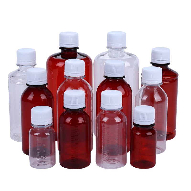 Botella de plástico transparente de 200ml botella de muestra líquida botella de agua PET con escala pequeña tapa antirrobo sellado