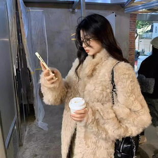 Korean Women's Toka Imitation Tuscan Hair Coat Fur Coat Tongxiang Lazy Style Women's Slimming Winter Wear