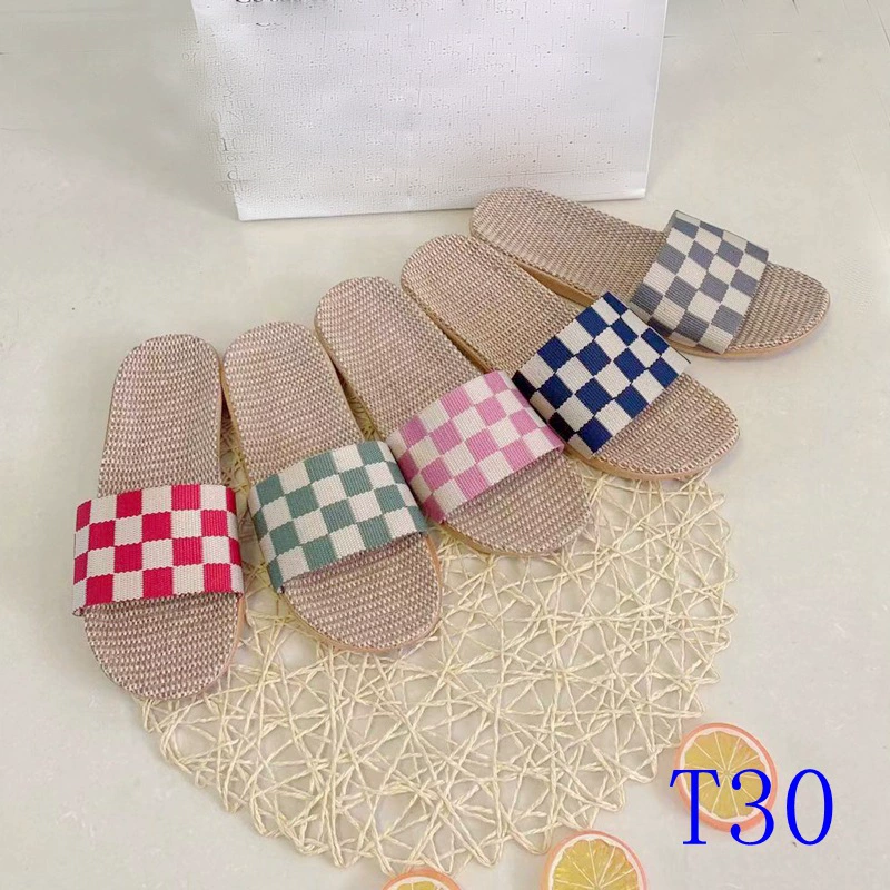 Домашние тапочки для пар, мужские и женские, в клетку, без застежек, в корейском стиле.