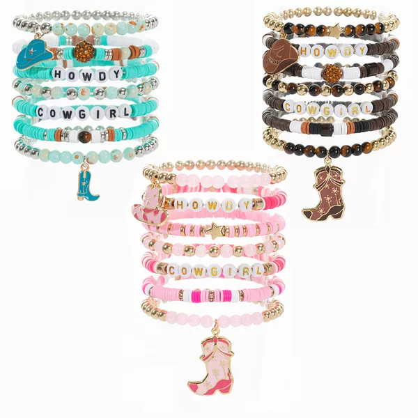 Cross-Border Hot-Selling Fashionable Western Cowboy Style Horse Hat Boots with Creative Bracelets and Versatile Hand Accessories Wholesale