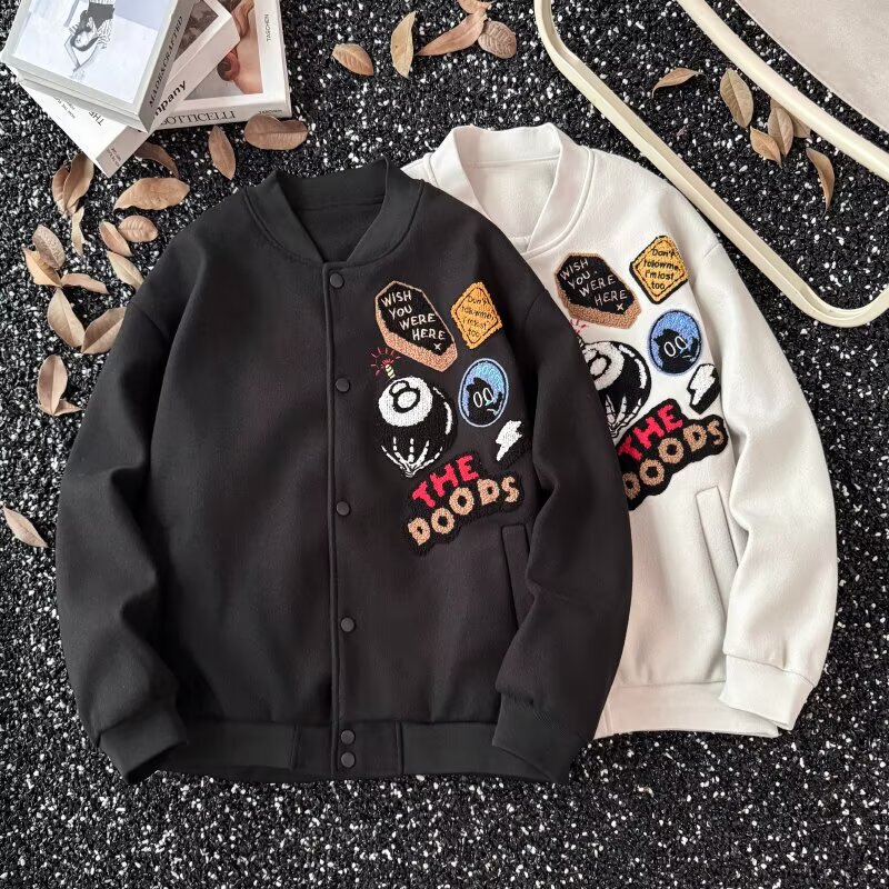 RASP American-style trendy spring outdoor high-street baseball jacket for men and women, casual versatile embroidered jacket for couples