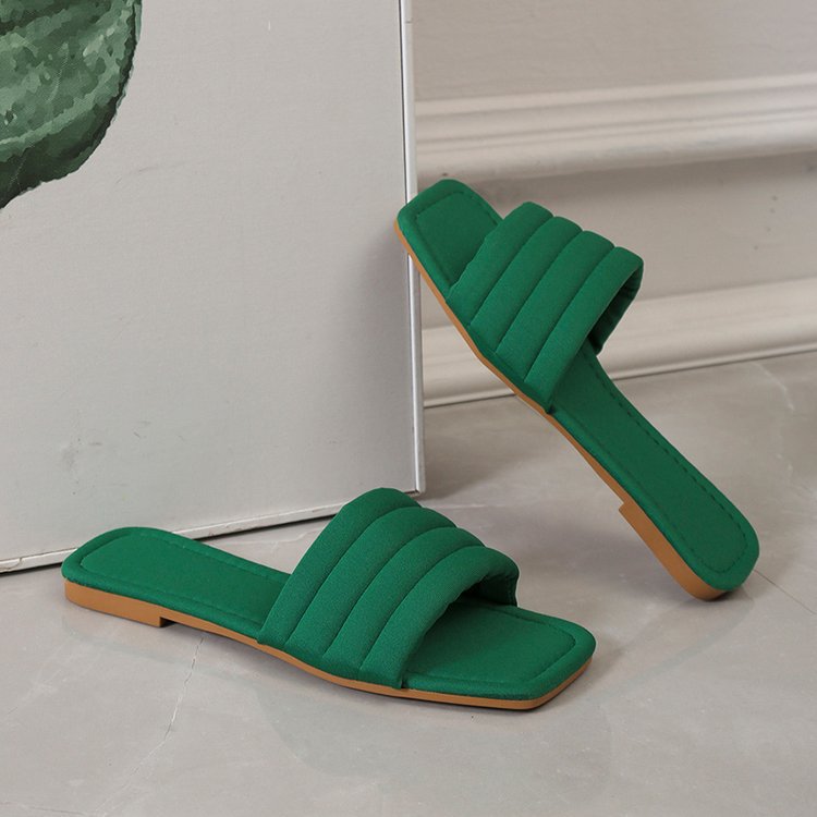 Women's Ladies Slides Indoor Leather Fabric Waterproof Non-Slip Flip Flops_voghion.com