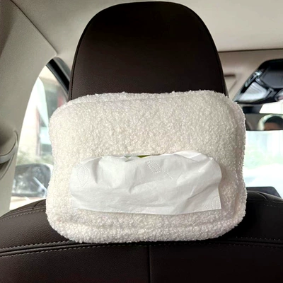 Car tissue box/set – Car Seat Back Tissue Box - as-shown-in-the-figure-sheep-velvet-tissue-box-elastic-style