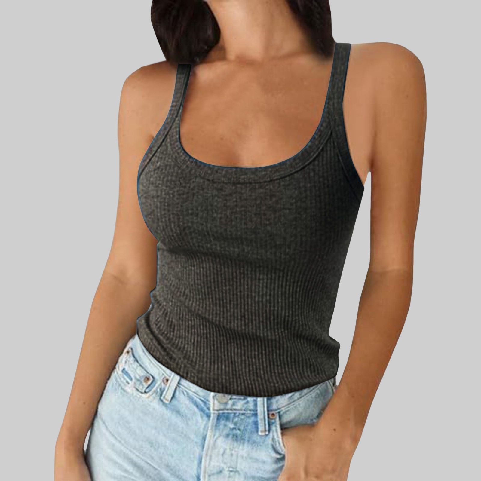 Women's Ribbed Knit Tank Top Sleeveless Cami For Casual Streetwear Summer Fashion Stretch Fit Basic Layering Piece_voghion.com