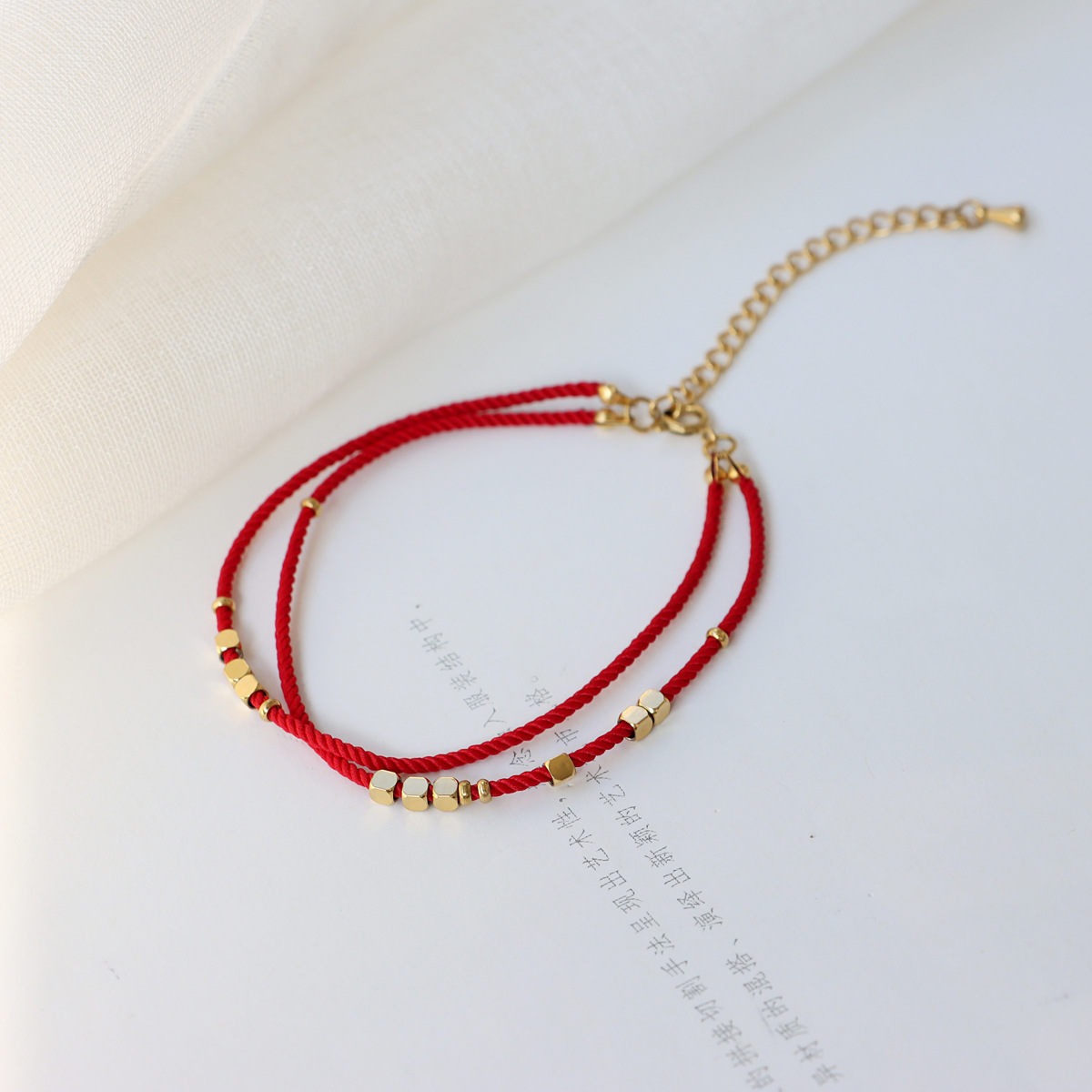 Fashion Light Luxury Good Luck Bang Fang Laicai This Year Broken Gold Red Rope Titanium Steel Bracelet Women's Exquisite All-Match No Falling