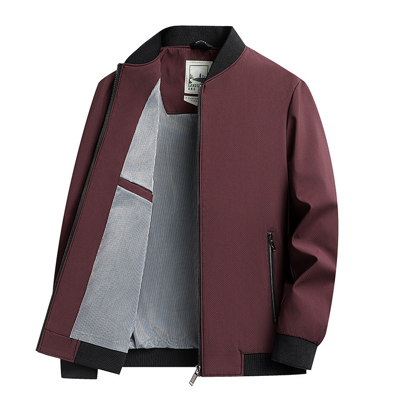Dad's Coat for Spring and Autumn, Middle-Aged and Elderly Men's Red Top for Their Zodiac Year, Grandpa's Casual Baseball Collar Jacket