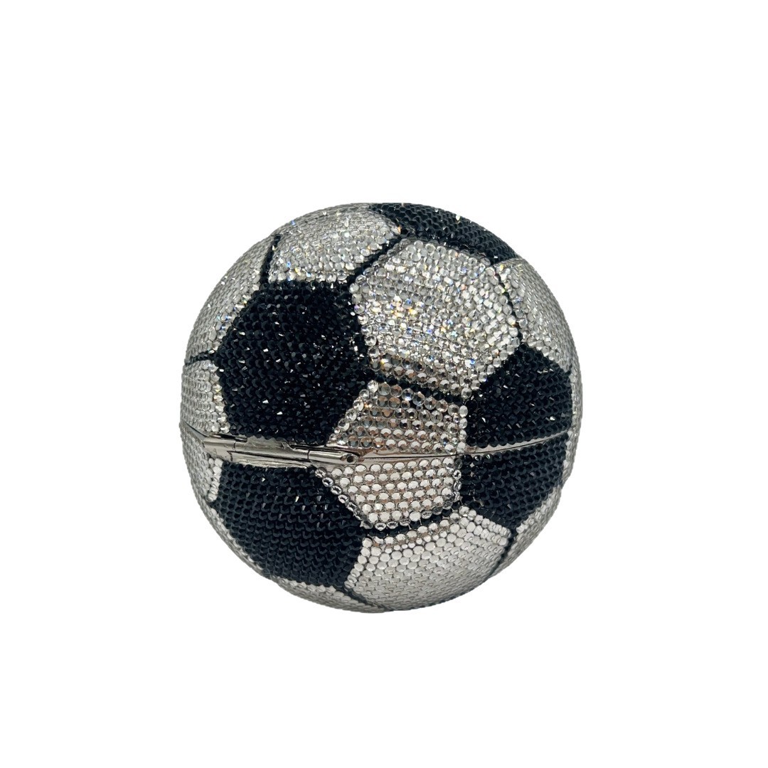 Bolsa de cristal transfronteriza llena de diamantes cena ligera de lujo fondo plano taladro banquete de fútbol bolso de mano de mujer en blanco y negro