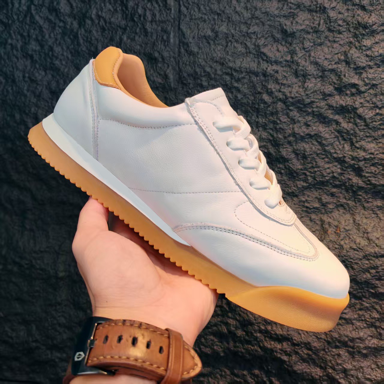 [Cuero de vaca de cabeza] nuevo cuero de moda para hombres, zapatos casuales transpirables Agan De-Training transpirables y resistentes al desgaste