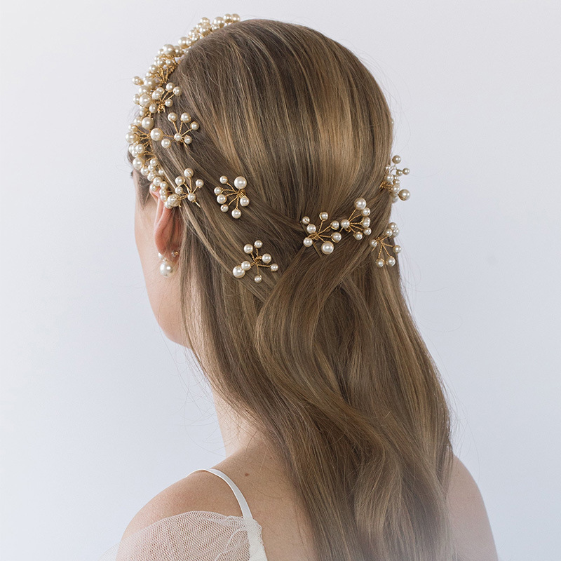 Amazon flor de perla caliente temperamento cabello de novia joyería de cabello simple accesorios para mujer headwear