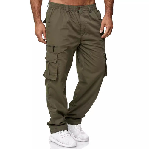 2024 Men's Casual Multi-Pocket Loose Straight Leg Work Pants Outdoor Pants Fitness Pants