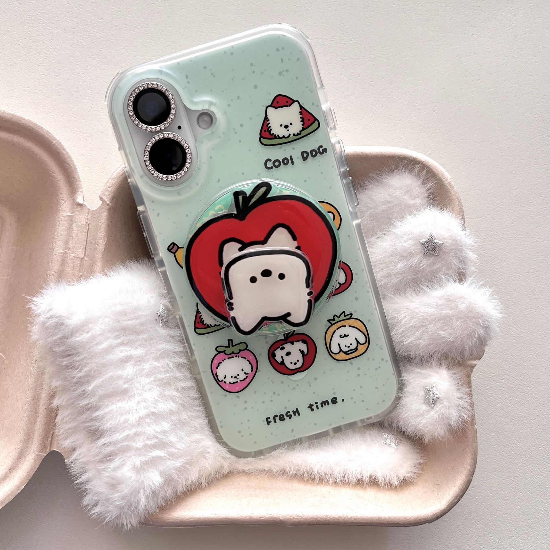 Divertido cachorro de salpicadura de tinta para Apple 16ProMax funda para teléfono móvil 15Pro magnético 14/13 Apple 15PM hembra 16