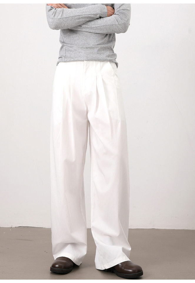 Quần tây nam dáng chữ A xếp ly đôi form rộng rủ, phong cách công sở casual — Màu kaki, Màu trắng, màu đen chi tiết 20