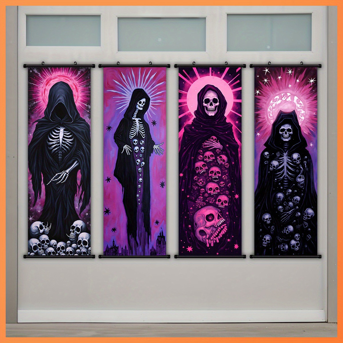 义乌JIT送仓2D死神骷髅挂画背景布TEMU爆款SHEIN亚马逊ETSY亚马逊