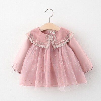 Fritillaria delavayi 2021 Spring new pattern Female baby Doll collar Princess Dress Foreign trade Explosive money Yarn skirt On behalf of