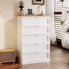 原木风钢制五斗柜带木板铁艺收纳柜抽屉柜客厅家用边柜卧室储物柜