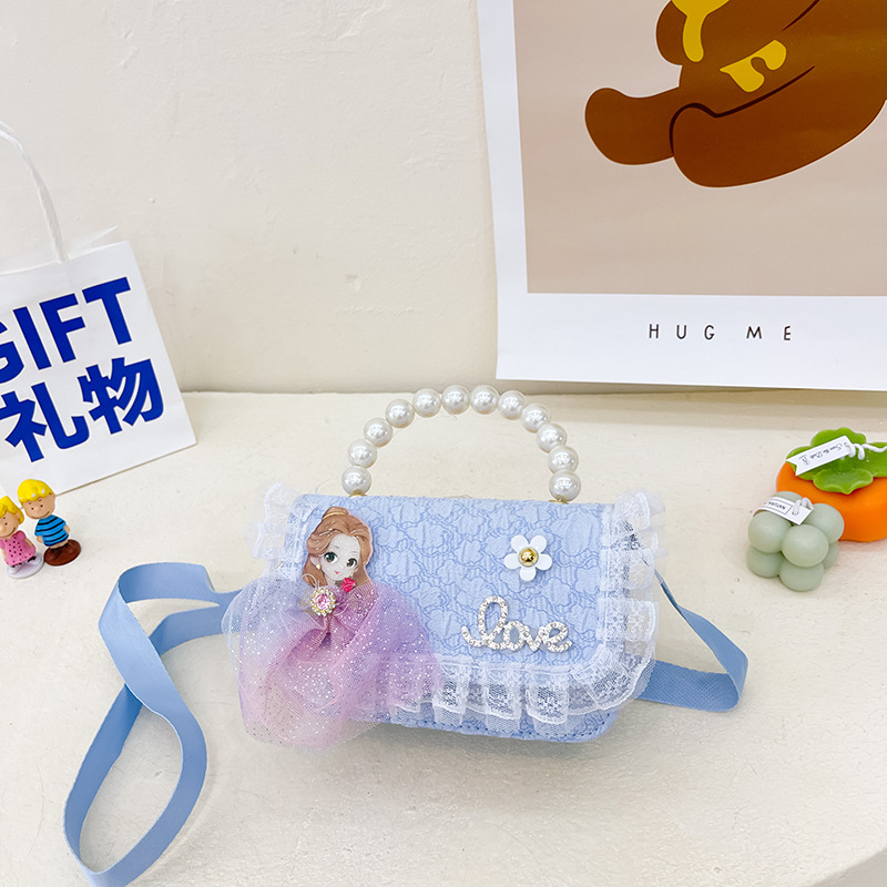 Bolso DE LOS NIÑOS 2022 nuevo lindo princesa perla bolso bandolera al por mayor encaje accesorios bolsa pequeña bolsa redonda