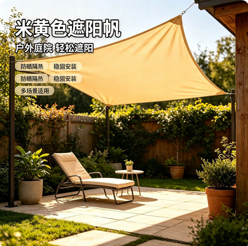 Outdoor sunshade sail for garden and swimming pool, triangular and quadrangular sunshade, waterproof sunshade sail with edging, supports custom sampling
