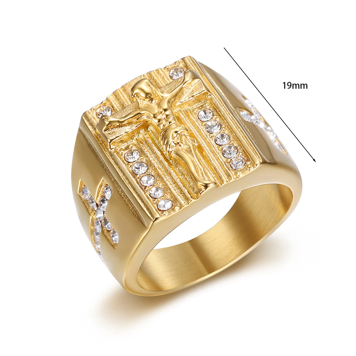 20g Weight Zircon Inlay Material Hip-Hop Retro Solid Color Titanium Steel Inlay Zircon Men's Rings